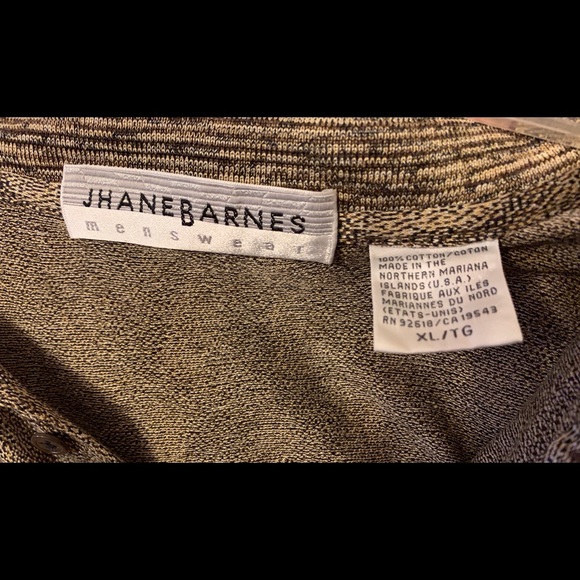 Jhane Barnes tan & black patterned polo mens shirt - Picture 3 of 4